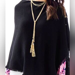 LILLY PULITZER CAUGHT UP NECKLACE, Gold Wrap Choker Necklace With Beaded Tassels